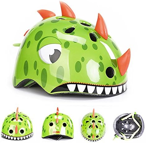 Novelty Children Safety Helmet Children Multi-Sport Animal Head Helmet for Skateboard Cycling Skate Scooter Roller (Dinosaur, S)