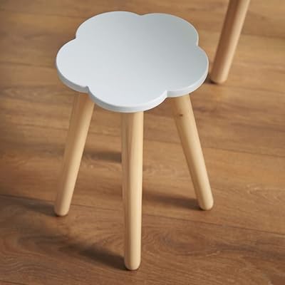 Haus Projekt Cloud Stool - White Solid Wood Kids Side Table & Seat