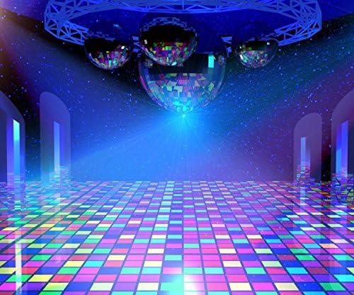 Gardenia 10x8ft Disco Lights Background with Mirror Balls and Shining Stars 90s Hip Hop Party Colorful Photo Photography Background Studio Props 4167