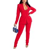 Amazon.com: Trajes de pantalón para mujer – Elegante conjunto de dos piezas  blazer de manga larga + pantalones ajustados, Amarillo, S : Ropa, Zapatos y  Joyería