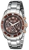 SO&CO New York Men's 5029.4 Yacht Club Brown Unidirectional Bezel GMT Day and Date Stainless Steel Link Bracelet Watch