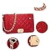 Dasein Women's Designer Quilted PU Leather Twist Lock Crossbody Bag Shoulder Bag Fashion Handbags w/Chain Strap (Red)