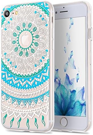 iPhone 7 Plus Case, TYJTECH Clear TPU Gel Cover with Mandala Floral Designer Shell Case Ultra-Slim Shock-Absorption Bumper Flowers Printed Thin Cute Design Vintage Style for Girly Girls Women Apple iPhone 7 Plus 5.5 inch