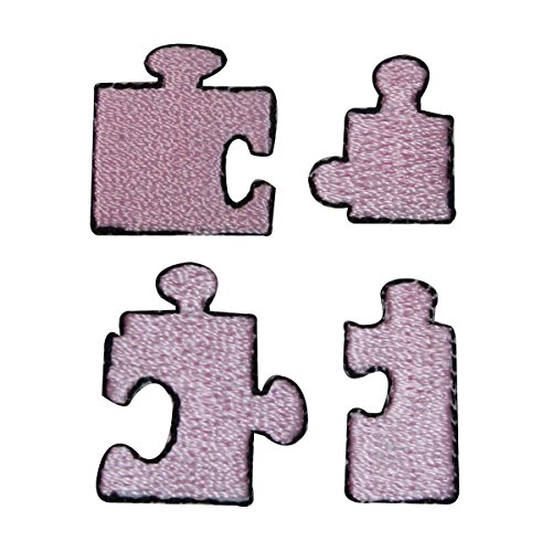 ID 3195ABCD Set of 4 Assorted Puzzle Pieces Patches Embroidered Iron On Applique