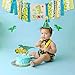 Dinosaur Theme 1st Birthday Decorations Kit Set of 3- One Burlap High Chair Banner- Baby Dino Cake Smash Party Supplies- Glitter Green Felt 1st Birthday Hat- T-Rex Cake Topper …