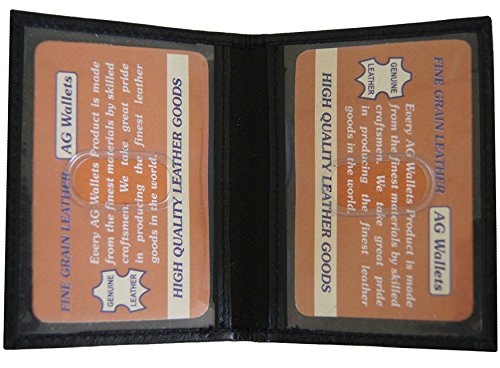 Ag Wallets Mens Genuine Leather Double ID Licence Bifold Wallet (Black)