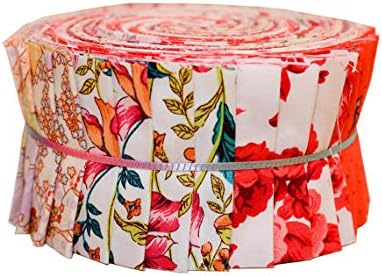 Notions Potions Quilt Jelly Roll 2.5x44" 6.4x112 cm. 20 Strips Vintage Floral Red Roses Bird Mini Polka Dot