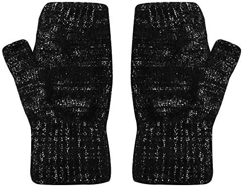 CEAJOO Women's Fingerless Gloves Winter Stretch Thick Wool Knit