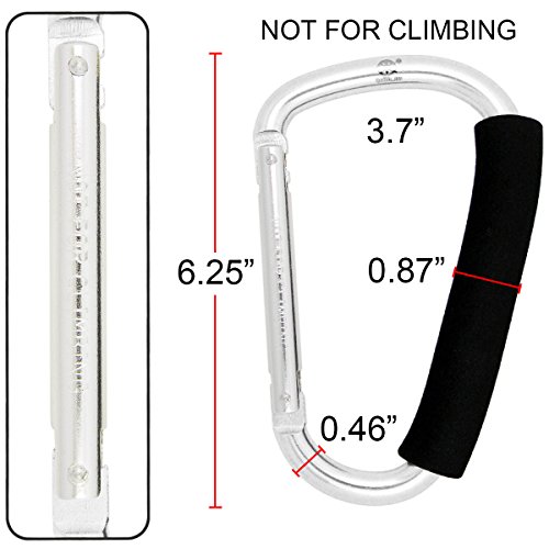 QY Silver Color 6.25 Inches Outsize D Shape Biner Carry Handle Hook Clip Snap Multiple Use Hook