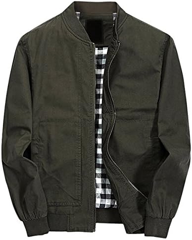 Men's Classic Fit Cotton Lightweight Bomber Jacket (Army green,XL)
