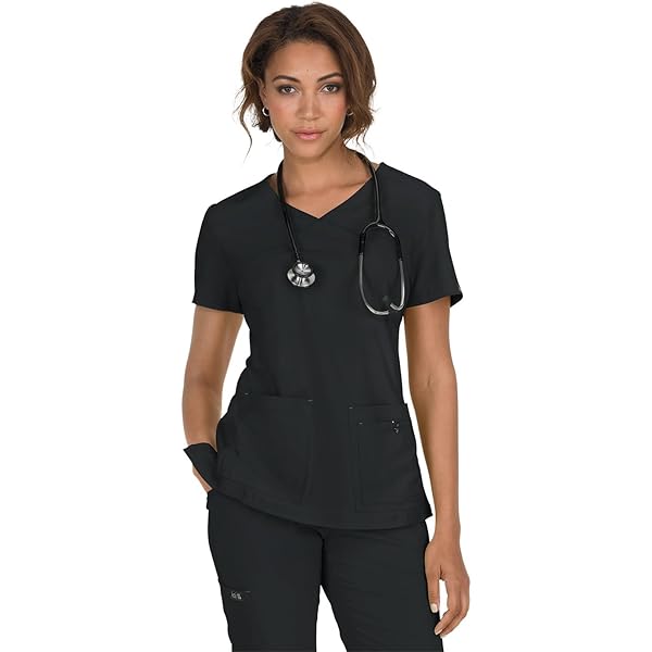 Amazon.com: KOI Basics Katie Women's 4-Pocket Mock-Wrap Scrub Top