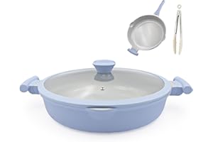 AIKENBBKK Ceramic Frying Pan with Lid, 14 Inch Nonstick Saute Pan, 2-In-1 Non Stick Skillet Frying Pans, Large Cooking Pan, C