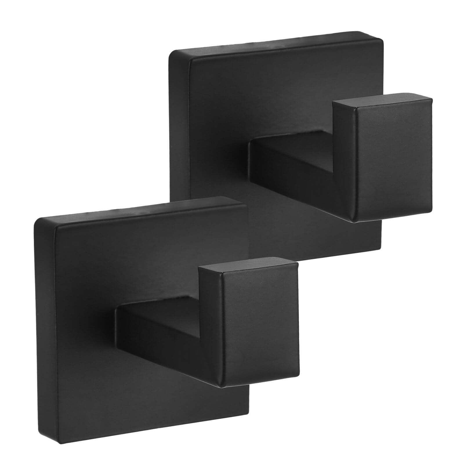 AIWMQYYF Square Black Door Hook, 2 Pack Wall Mounted Robe Hook, 2 x 2 Inch Bathroom Towel Hook with Screw for Home, Kitchen, Hotel