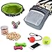 Petacc Dog Treat Bags Dog Treat Pouch Hands Free Travel Organizer Bag for Dog with Waist Clip,Drawstring and Built-In Poop Bag Dispenser - Grey