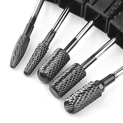 5PCS Black Nail Grinding Head 3/32 Cuticle Clean Nail Drill Bit Manicure Tool