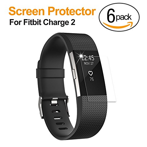 Fitbit Charge 2 Screen Protector, UMTELE ShielKnight (6-Pack) Full Coverage Screen Protector for Fitbit Charge 2 HD Clear Anti-Bubble Film w/ Lifetime Replacements Warranty