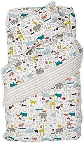 Pehr Designs Noah's Ark Duvet Cover With Reversible Grey Stripe, Multi