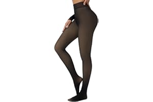 Tyusatu Fleece Lined Tights Leggings Women Black,Fleece Lined Tights Thermal Warm or Winter Skintone Sheer