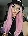 K'ryssma Fashion Pink Wig Ombre Dark Roots Long Straight Ombre Synthetic Wig with Middle Part Pink Ombre Wigs for Women 22 inches…