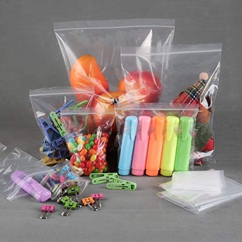 100 Grip Seal Bag Reusable Strong Zip Lock, Clear Resealable Plastic Polythene Packaging for Food Storage, Jewellery, and Electronic Components Press Packing Sealed Thick Storage Bag (8cm x 16cm)