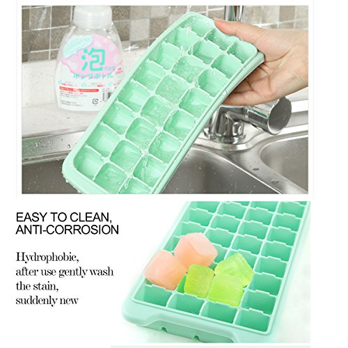 Silicone Ice Cube Tray, Naisidier 2 Pack Ice Cube Molds with Lid Easy Release Summer Ice Cube Maker with 72 Shaped Cubes BPA Free for Whisky Cocktail Fruit Juice Cooling