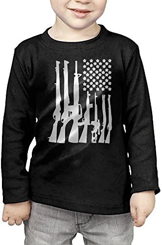 Big American Flag With Machine Guns Unisex Baby Toddler Long Sleeve T-shirt