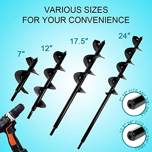 ERYTLLY Bulb Planter Garden Planter Drill Planter Tool Bulb Auger Drill 7.6cm x 44.5cm Bit Rust Proof Rapid Planter, Bulb Plant Auger, Umbrella Post Hole Digger for 5/8" Hex Drive Drill (3"x 17.5")