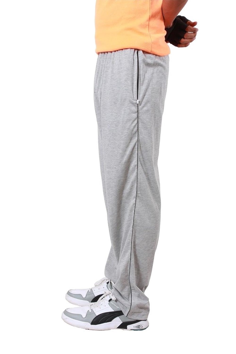 men's cotton blended track pants with zipper pockets