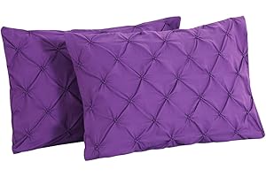 Vaulia Lightweight Microfiber Decorative Pillow Shams, Set of 2 (King, Purple-Pinch Pleat)