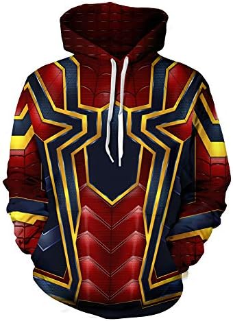 Muswanna87 Avengers Iron Spider-Man 3D Printing Hooded Sweatshirt,Spiderman Cosplay Costume Sweater Coat,Spider Man Long Sleeve Jacket Hoodie Tops Printing Outfit (Red,M)