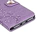 Mavis's Diary for iPhone 7 Plus Case, iPhone 8 Plus Case Wallet Embossed Floral Butterfly PU Leather Folio Elegant Flip Case, Card Slots, Soft TPU Inner Cover Violet