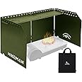 HIKEAMN Camping Stove Windscreen - Outdoor Folding Gas Stove Windshield,Camping Wind Blocker with a Storage Bag for Camping,Hiking,Picnic,Cooking (Army Green)