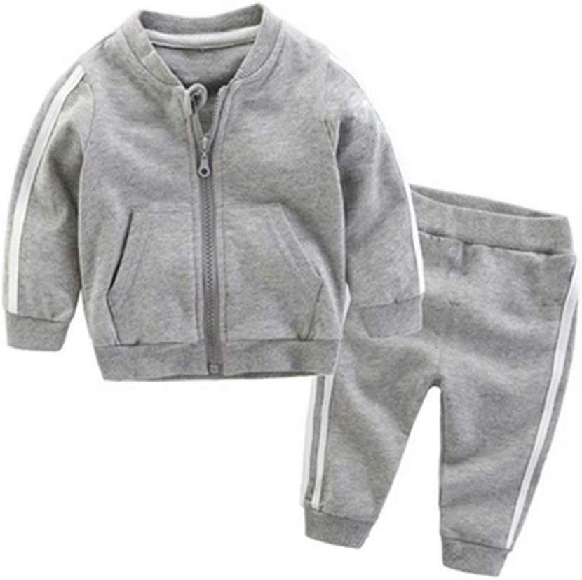 Baby Boys Girls Zipper Jacket Coat Pant 2PCS Outfits Set Cotton Tracksuit Sweatshirt Top + Sweatpants