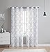 VCNY Home 2 Pack Charlotte Embroidered Quatrefoil Trellis Semi Sheer Curtain Panels - Assorted Colors & Sizes (84 in. Length, Grey)