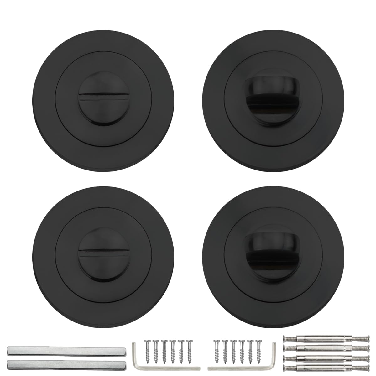 Bwintech 2 Pair 52MM Matt Black Bathroom Escutcheon Polished Nickel Turn and Release Set