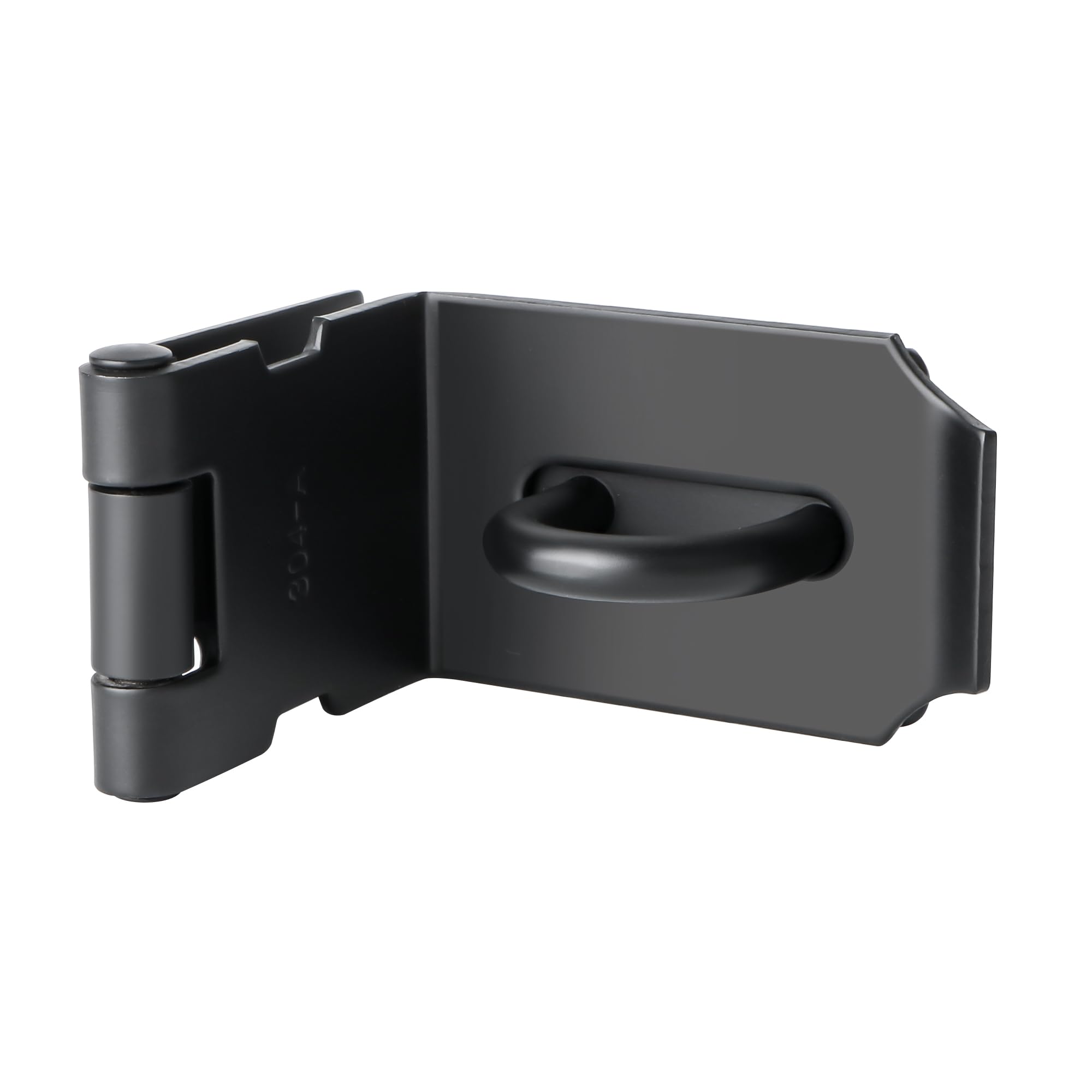 SAYAYO 90 Degree Hasp and Staple SUS304 Stainless Steel 4 Inches Right Angle Padlock Hasp Door Lock Gate Latch for Sheds, Windows, Cabinets, Matte Black