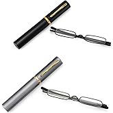 ZUVGEES Easy Carry Mini Compact Slim Reading Glasses—Lightweight Portable Readers with w/Pen Clip Tube Case