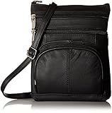 Roma Leathers Genuine Leather Multi-Pocket Crossbody Purse Bag