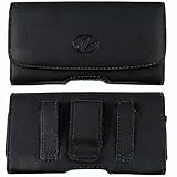 FOR Verizon Samsung Convoy 4 Horizontal Leather Case Cover Holster with Fixed Belt Clip and Belt Loop * Fits phone w/ DUAL Thick Layer Case on it *
