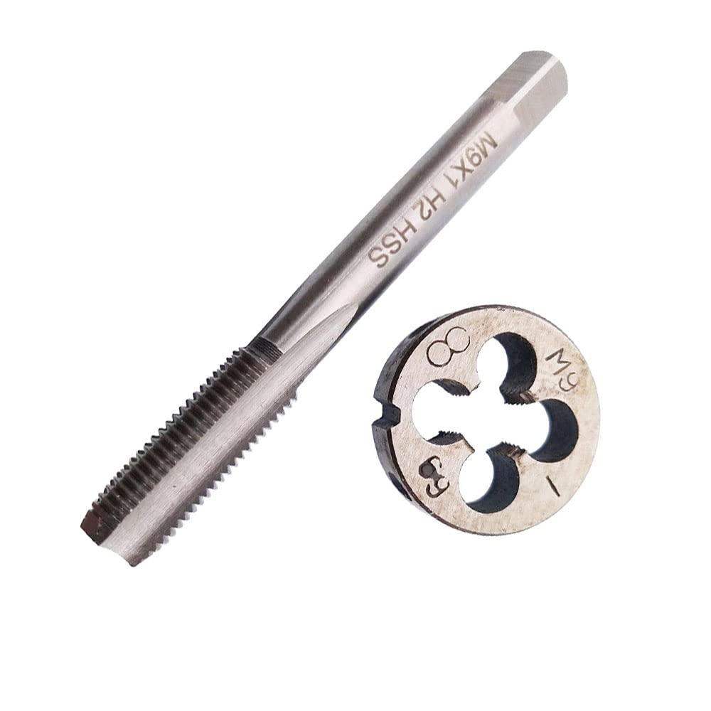 HUAZHICHUN 1PC M9×1.0mm Tap and Die Set,Metric HSS Tap and Die Set Right Hand Tap