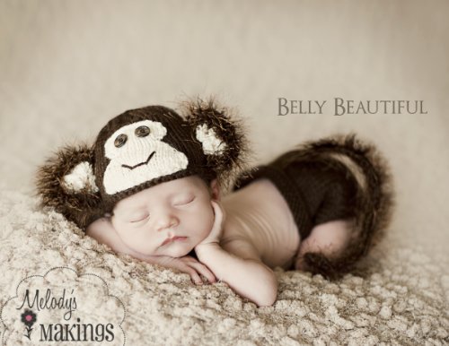 Monkey Hat and Diaper Cover Set Knitting Pattern - 6 Sizes Included