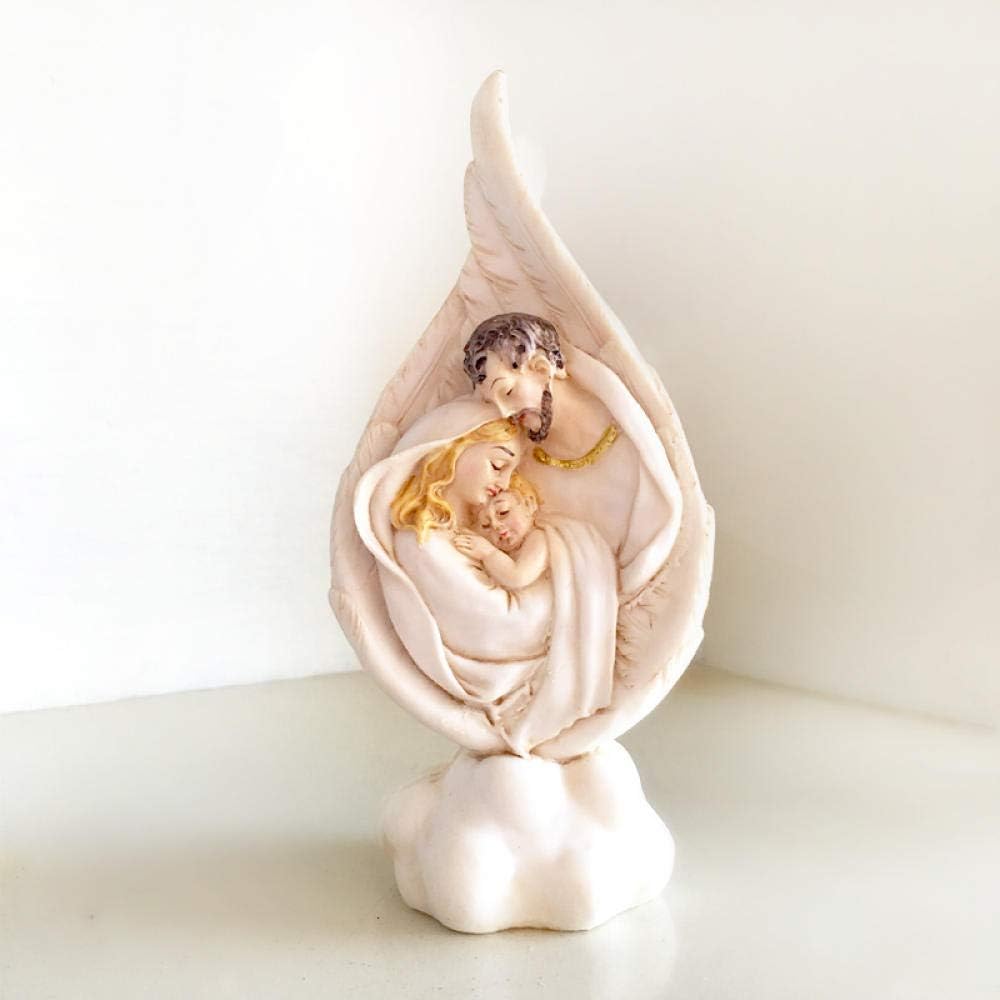 ningdeCK Christmas Nativity Scene Decoration Jesus in Manger Star Bethlehem Virgin Mary Figurine Statue Home Church Accessories Gift Ceramic-A