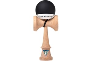 KROM - Kendama Toy POP Black - High Wood Quality - Extra Strong - for Beginner and Pro - Gift Pack : Extra String + Stickers