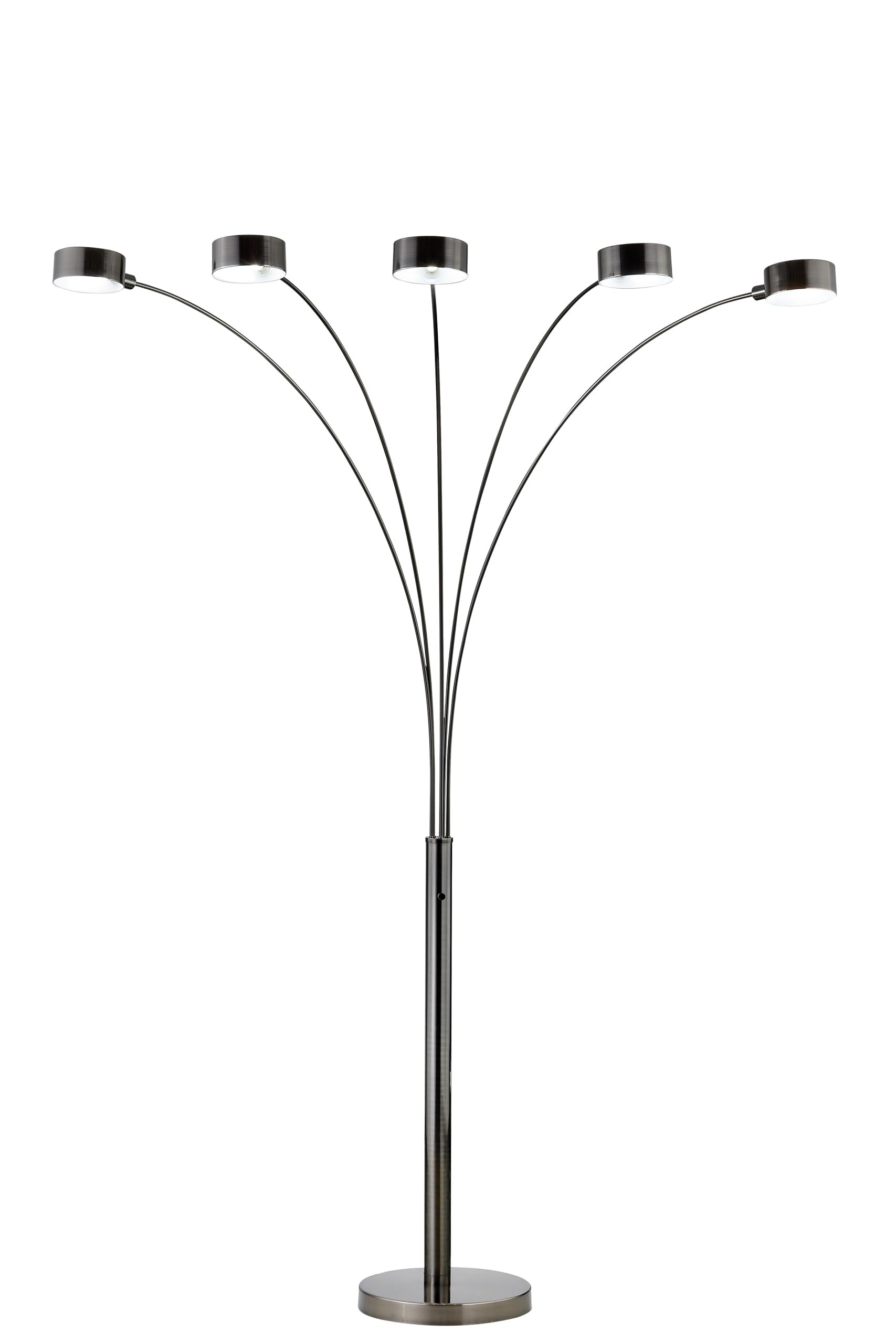 Artiva USA "Micah Pro 300W Brushed Black Steel LED 5-Arched Floor Lamp ...