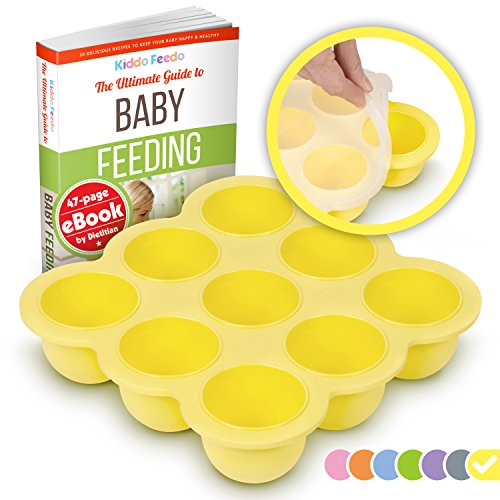 KIDDO FEEDO Baby Food Prep & Storage Container with Silicone Clip-On Lid - BPA Free & FDA Approved - Multipurpose Use - FREE eBook by Award-winning Author/Dietitian - Yellow