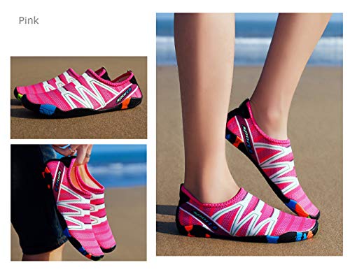 Mens Womens Water Shoes Quick Dry Barefoot for Yoga Swim Diving Surf Aqua Sports Pool Beach (Pink 38)