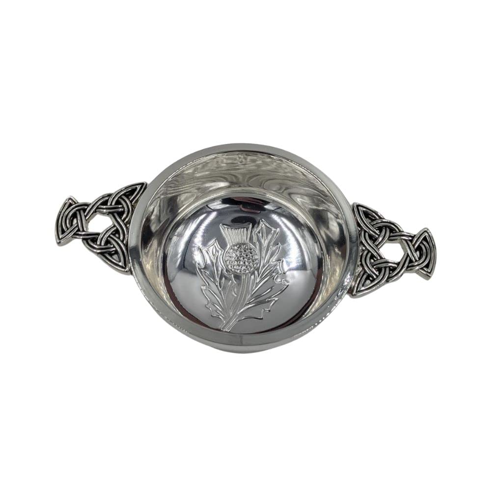 Hamilton & Young Celtic Thistle Silver Plated Quaich -3"