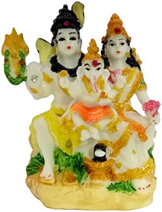 Icrafts India aheli Handmade Shiva Family Resin Statue Shankar Ganesh Parvati Hinduis Idol for Home Office