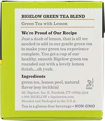 BIGELOWTEA GREEN TEA WITH LEMON (CAFFEINATED), 20 COUNT