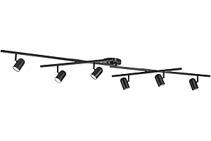 Globe Electric Wilma 6-Light Foldable LED Integrated Track Lighting, Matte Black, Center Swivel Bars